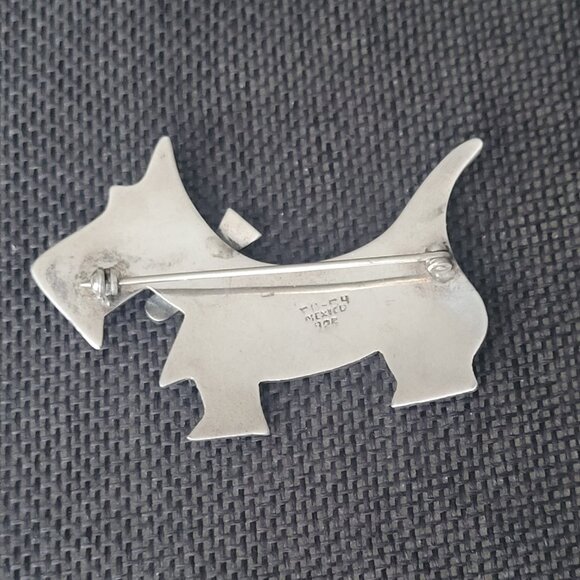 Scottie Terrier Dog Pin Sterling Silver Vintage Taxco Dog Lover Brooch - Picture 15 of 15